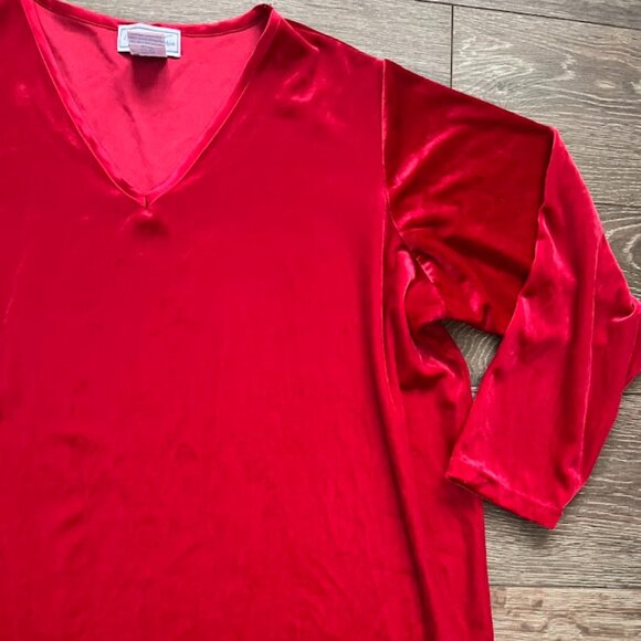 Woman Within Red Velvet Pullover Christmas Holiday Top Blouse Size 2X - Picture 3 of 12